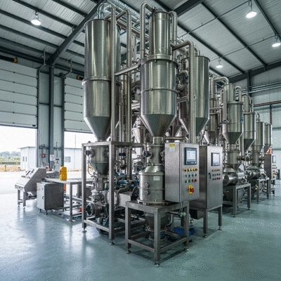Modern palm kernel processing facility with machinery