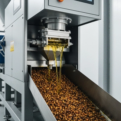 Automated palm kernel oil extraction machine in operation